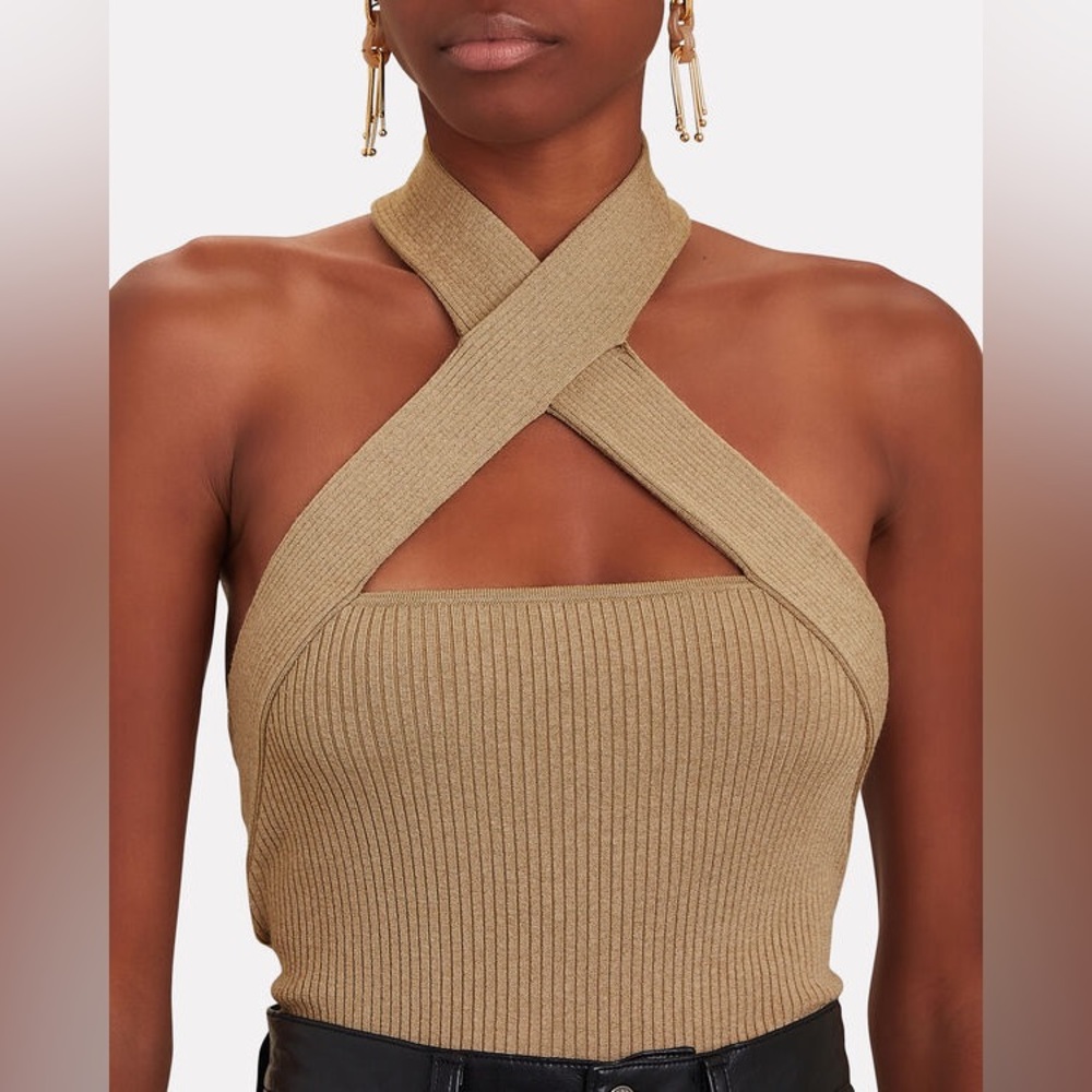 NWT INTERMIX Iman Metallic Knit Halter Top